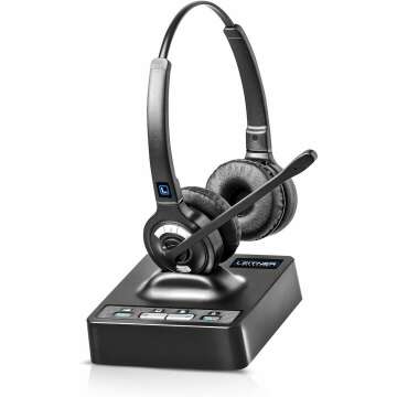 Leitner LH275 2-in-1 Wireless Headset with Mic for Work – Computer and Telephone Headset – Phone Headsets for Office Phones – Teams Headset – 5 Year Warranty – Dual-Ear