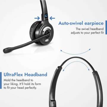 Leitner LH275 2-in-1 Wireless Headset with Mic for Work – Computer and Telephone Headset – Phone Headsets for Office Phones – Teams Headset – 5 Year Warranty – Dual-Ear