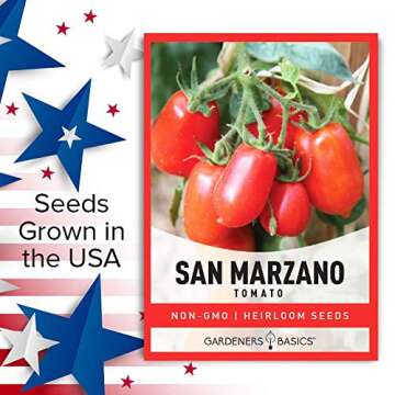 Gardeners Basics, San Marzano Tomato Seeds for Planting Heirloom Non-GMO Seeds for Home Garden Vegetables Makes a Great Gift for Gardening