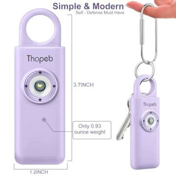 Thopeb–Personal Alarm, Personal Safety Alarm for Women– Extra Loud Siren Birdie Sound – Rechargeable – Self Defense Keychain for College Essentials (Lilac)