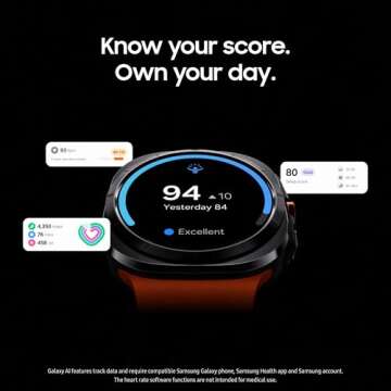 SAMSUNG Galaxy Watch Ultra 47mm LTE AI Smartwatch w/Energy Score, Wellness Tips, Heart Rate Tracking, Sleep Monitor, Fitness Tracker, GPS, 2024,Titanium Gray (Renewed)