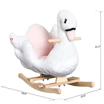 Qaba Kids Ride On Rocking Horse Plush Swan Style Toy with Music for Over 18 Months Children, White and Pink