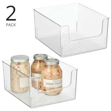 mDesign Modern Plastic Open Front Dip Storage Organizer Bin Basket for Bathroom Organization - Vanity Shelf, Cubby, Cabinet, and Closet Organizing Decor - Ligne Collection - 2 Pack - Clear