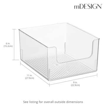 mDesign Modern Plastic Open Front Dip Storage Organizer Bin Basket for Bathroom Organization - Vanity Shelf, Cubby, Cabinet, and Closet Organizing Decor - Ligne Collection - 2 Pack - Clear