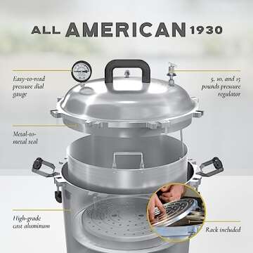 All American 1930 1941X Sterilizer - 41 qt - Non-Electric Sterilizer - Suitable for Any Heat Source - Includes Rack - Made in the USA