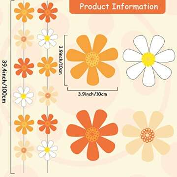 Daisy Groovy Boho Party Banners Daisy Garland Kit Daisy Hanging Swirl Daisy Party Supplies Decorations Daisy Paper Cutouts for One Two Birthday Baby Shower Party Home Classroom Favor Supplies Decor