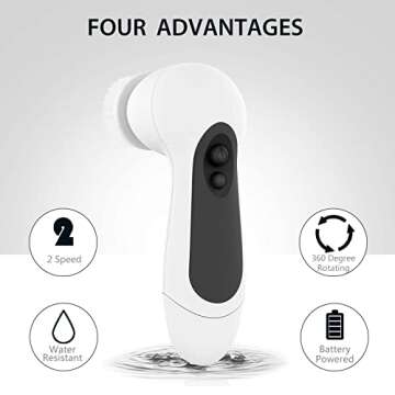 Waterproof Facial Cleansing Spin Brush Set with 5 Exfoliating Brush Heads - Electric Face Scrubber Cleanser Brush by CLSEVXY - Face Brush for Gentle Exfoliation and Deep Scrubbing