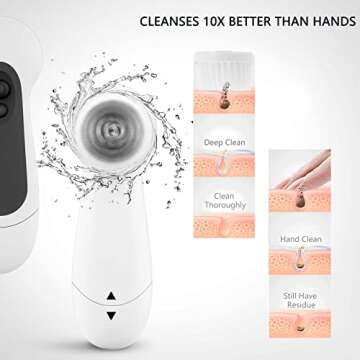 Waterproof Facial Cleansing Spin Brush Set with 5 Exfoliating Brush Heads - Electric Face Scrubber Cleanser Brush by CLSEVXY - Face Brush for Gentle Exfoliation and Deep Scrubbing