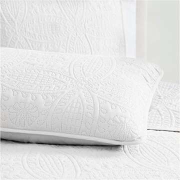 Mellanni King Bedspread Coverlet Set - Bedding Cover with Shams - Ultrasonic Quilting Technology - 3 Piece Oversized Quilt Set - Bedspreads & Coverlets (King, White)