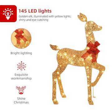 Christmas Deer Family Set with 145 LED Lights