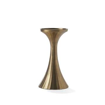 LampLust Metal Pillar Candle Holder - 7.25 Inch Tall Candle Holders for Pillar Candles, Aged Brass Finish, Modern Candle Holder for Coffee Table Decor, Wedding Centerpieces & Home Décor