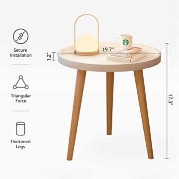 N&V 20 Inch Side Table, Modern Minimalist End Table, Home Decor Living Room Bedroom Bed Side Coffee Table (White)