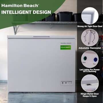 Hamilton Beach HBFRF700-WHITE-COM, Chest Deep Freezer, 7 Cu. Ft. Capacity, Adjustable Thermostat-Removable Vinyl Coated Wire Basket-Easy Defrost Drain, White