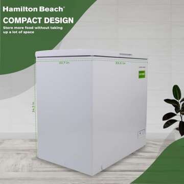 Hamilton Beach HBFRF700-WHITE-COM, Chest Deep Freezer, 7 Cu. Ft. Capacity, Adjustable Thermostat-Removable Vinyl Coated Wire Basket-Easy Defrost Drain, White