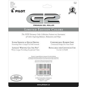 PILOT G2 Limited Edition Harmony Ink Collection Retractable Gel Pens, 0.7mm Fine Point, Assorted Ink, 10-Pack