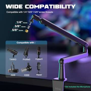 FIFINE Adjustable Microphone Boom Arm for Streaming