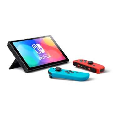 Nintendo Switch – OLED Model w/Neon Red & Neon Blue Joy-Con (Renewed)