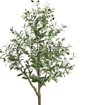 Artificial Olive Tree, 5ft Faux Olive Tree Plant with Woven Planter and Moss, Realistic Olive Branch, Fake Silk Olive Tree in Pot for Home Office Garden Store Indoor Outdoor Decor, 700 Leaves(5ft)