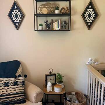 flangairy Aztec Wall Decor Southwestern Modern Geometric Wall Art Farmhouse Boho Living Room Wall Art Wood Frame Vintage Tribal Native American Wall Decor