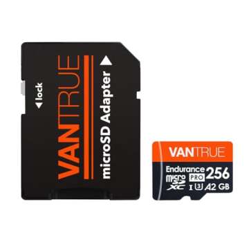 Vantrue 256GB microSDXC UHS-I U3 4K UHD Video High Speed Transfer Monitoring SD Card with Adapter for Dash Cams, Body Cams, Action Camera, Surveillance & Security Cams