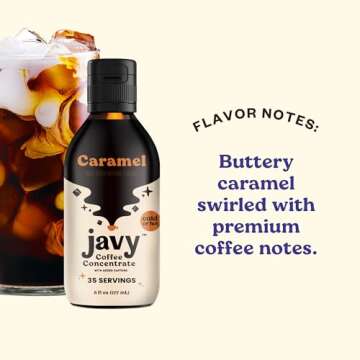 Javy Coffee Concentrate - Cold Brew Coffee, Perfect for Instant Iced Coffee, Cold Brewed Coffee and Hot Coffee, 35 Servings - Caramel