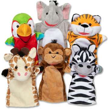 Melissa & Doug Safari Buddies Hand Puppets for Imaginative Play