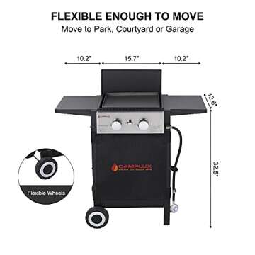 Camplux Flat Top Gas Grill, 22,000 BTU Barbecue Grill, Propane Griddle Grill Combo, 2 Burner Griddle with Lid, BBQ Grill for Outdoor Cooking, Camping, Backyard Parties, RV Travel