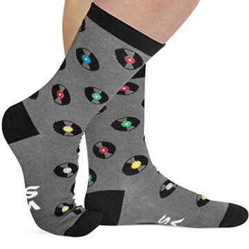 Lavley - Nerd Socks - Funny Gifts for Book Lovers, Music Lovers, Men and Women (US, Alpha, One Size, Regular, Regular, Vinyl)