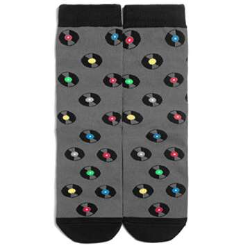 Lavley - Nerd Socks - Funny Gifts for Book Lovers, Music Lovers, Men and Women (US, Alpha, One Size, Regular, Regular, Vinyl)