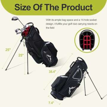 GoHimal 14 Way Golf Stand Bag, Golf Bags for Men with Stand,Top Dividers Ergonomic with 10 Pockets Golf Club Bags