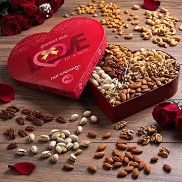 NUT CRAVINGS Gourmet Mixed Nuts Gift Basket - Heart Shaped Holiday Treats