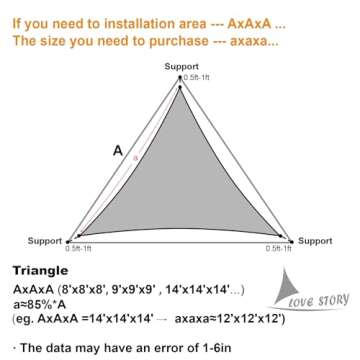 LOVE STORY 12' x 12' x 12' Triangle Sun Shade Sail Canopy UV Block Sunshade for Outdoor Patio Garden Backyard, Sand (We Make Custom Size)