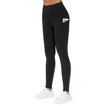 THE GYM PEOPLE Thick High Waist Yoga Pants with Pockets, Tummy Control Workout Running Yoga Leggings for Women (Medium, Black)