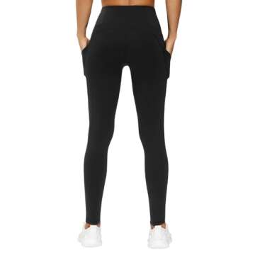 THE GYM PEOPLE Thick High Waist Yoga Pants with Pockets, Tummy Control Workout Running Yoga Leggings for Women (Medium, Black)