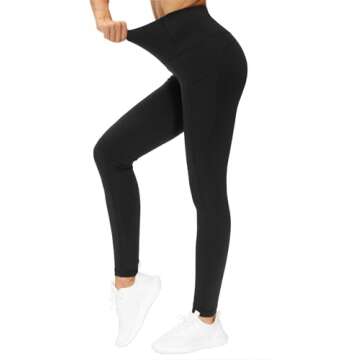 THE GYM PEOPLE Thick High Waist Yoga Pants with Pockets, Tummy Control Workout Running Yoga Leggings for Women (Medium, Black)