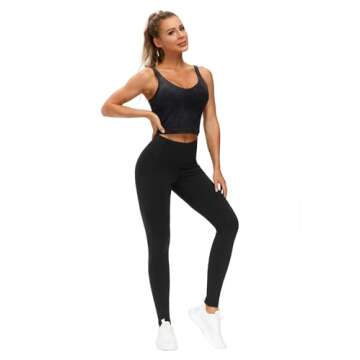 THE GYM PEOPLE Thick High Waist Yoga Pants with Pockets, Tummy Control Workout Running Yoga Leggings for Women (Medium, Black)