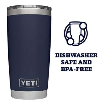 YETI Rambler 20 oz Tumbler, Stainless Steel, Vacuum Insulated with MagSlider Lid, Navy