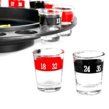 Fairly Odd Novelties Shot Roulette Drinking Game - Ultimate Shot Glass Roulette Drinking games for adults - 16pcs Red/Black Set for Party, White Elephant, Adult Game Nights - Spin & Sip with Laughter!