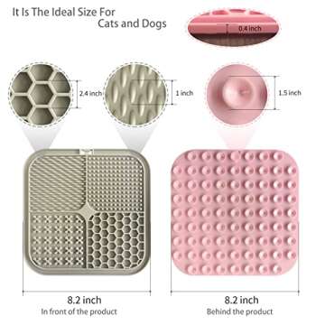 Ulmpp Dog Lick Mat with Suction Cups Dog Slow Feeders Dog Licking Mat Pet Mat Anxiety Relief Dog Cat Lick Training Licking Mat for Food, Yogurt, Peanut Butter Set of 2 (Grey & Pink)