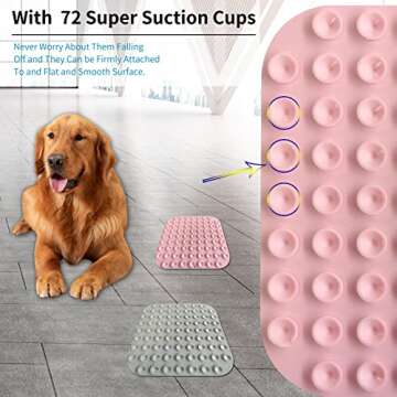 Ulmpp Dog Lick Mat with Suction Cups Dog Slow Feeders Dog Licking Mat Pet Mat Anxiety Relief Dog Cat Lick Training Licking Mat for Food, Yogurt, Peanut Butter Set of 2 (Grey & Pink)