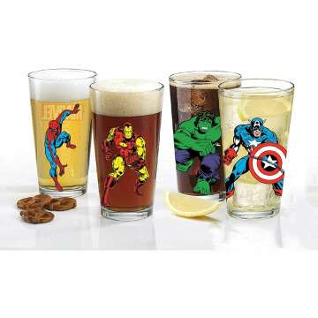 Avengers Pint Glasses Set of 4 - 16 oz Classic Design