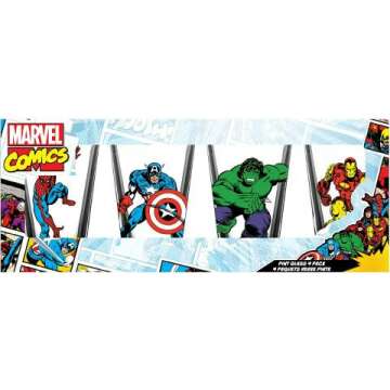 Avengers Pint Glasses Set of 4 - 16 oz Classic Design