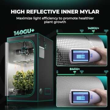 MARS HYDRO 4x2x6 Advanced Grow Tent, 48"x24"x71" High Reflective Mylar 1680D for Hydroponics Indoor Plant Growing, with Observation Window,Floor Tray and Smooth Zipper for TSL2000/SP3000