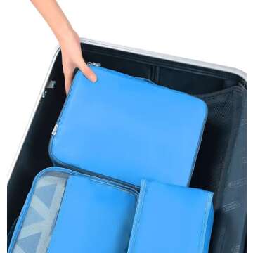 BAGAIL 8 Set Packing Cubes Luggage Packing Organizers for Travel Accessories-Light Blue