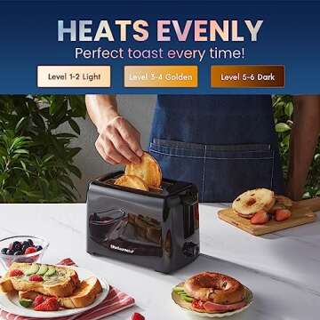 Elite Gourmet ECT1027B Cool Touch Toaster - Precision Toasting for Bagels & More