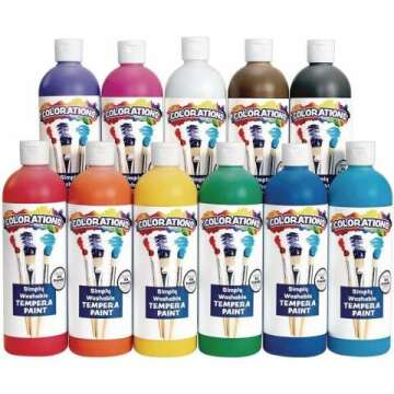 Colorations Simply Washable Tempera Paints - 11 Non-Toxic Colors for Kids Art