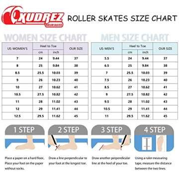 XUDREZ Roller Skates, Double-Row Roller Skates for Unisex, Roller Skates PU Leather High-top Roller Skates Four-Wheel Roller Skates Shiny Roller Skates (Black Wheel,Women's 8 / Men's 6.5)