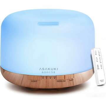 ASAKUKI 500ml Essential Oil Diffuser - Aromatherapy & Mood Enhancement