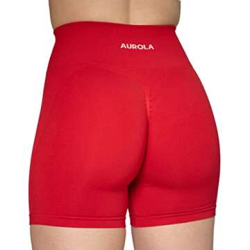 AUROLA Intensify Workout Shorts for Women Seamless Scrunch Short Gym Yoga Running Sport Active Exercise Fitness Shorts(S,Fiery Red)