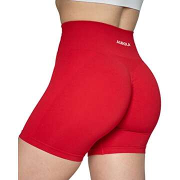 AUROLA Intensify Workout Shorts for Women Seamless Scrunch Short Gym Yoga Running Sport Active Exercise Fitness Shorts(S,Fiery Red)